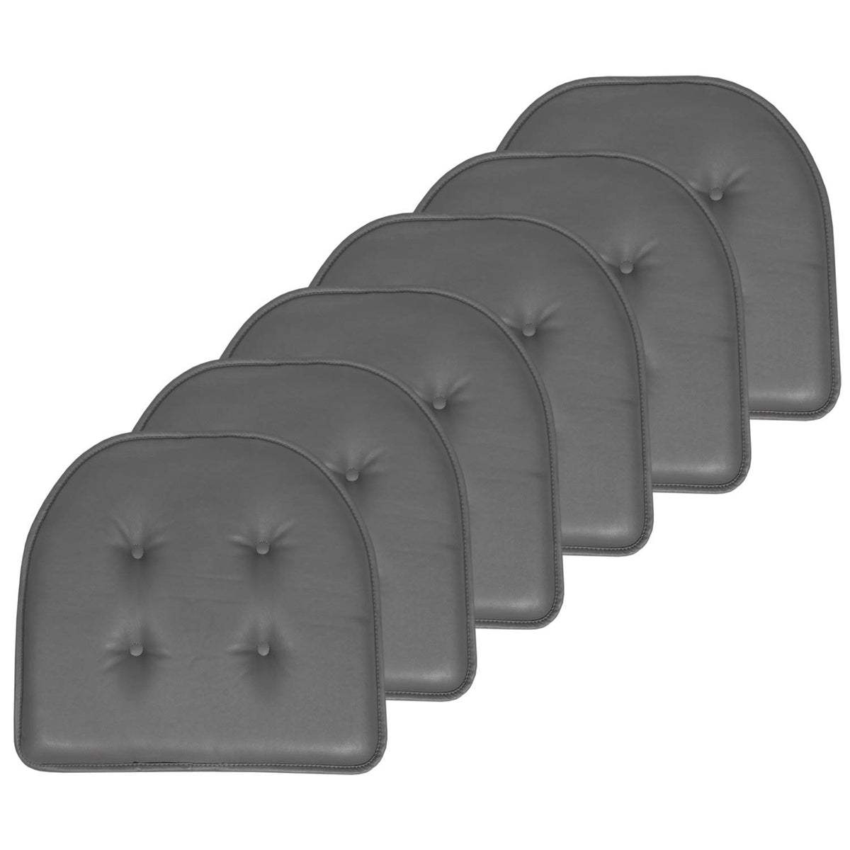 Sweet Home Collection Chair Cushion Memory Foam Pads Tufted Slip Non Skid Rubber Back U-Shaped 17" x 16" Seat Cover, 4 Count (Pack of 1), Army Green