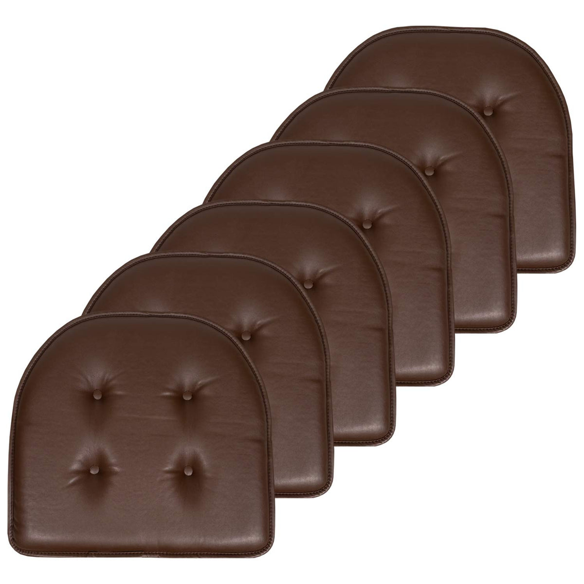 Sweet Home Collection Chair Cushion Memory Foam Pads Tufted Slip Non Skid Rubber Back U-Shaped 17" x 16" Seat Cover, 4 Count (Pack of 1), Army Green