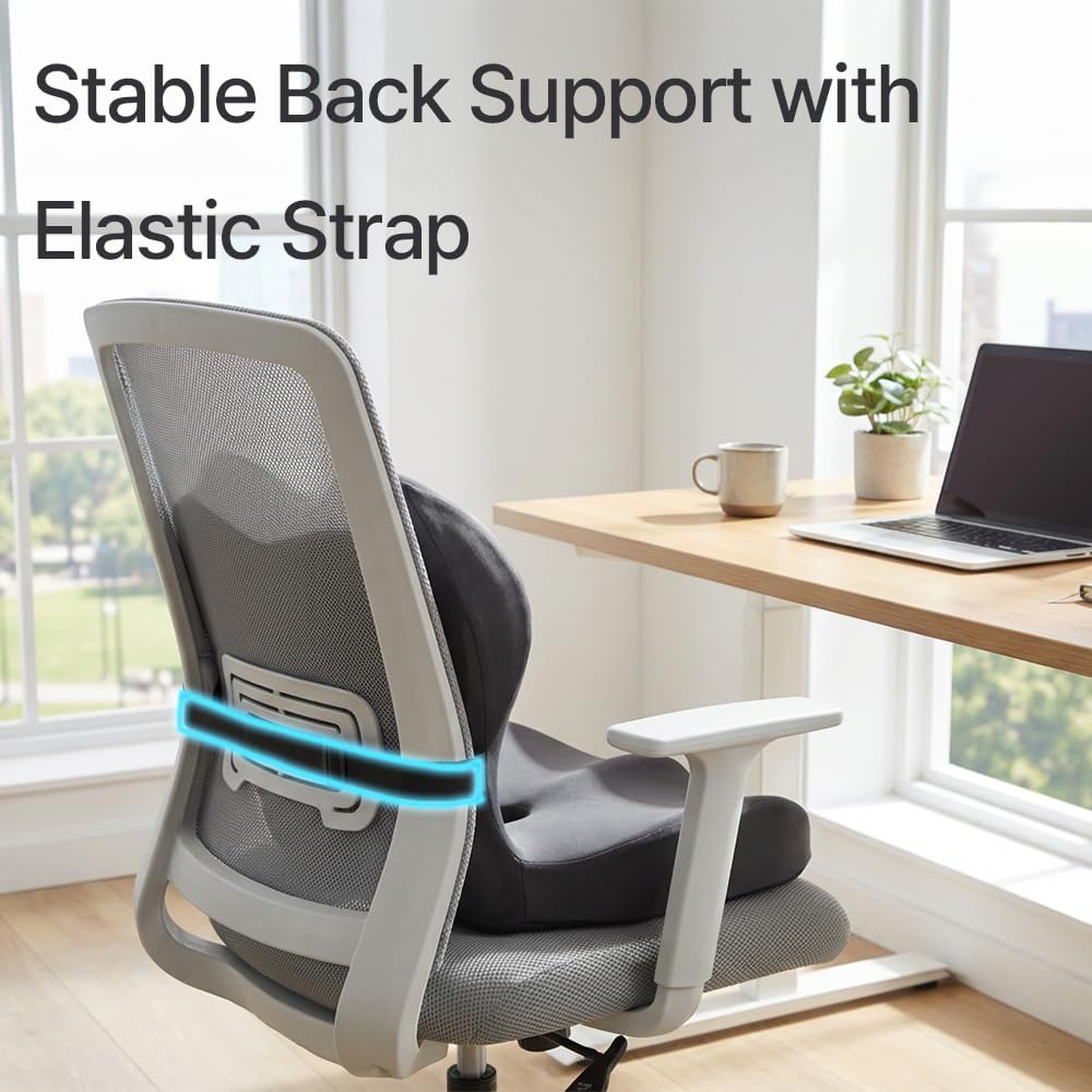 Navizam Lumbar Support Pillow for Office Chair with Memory Foam Cushion