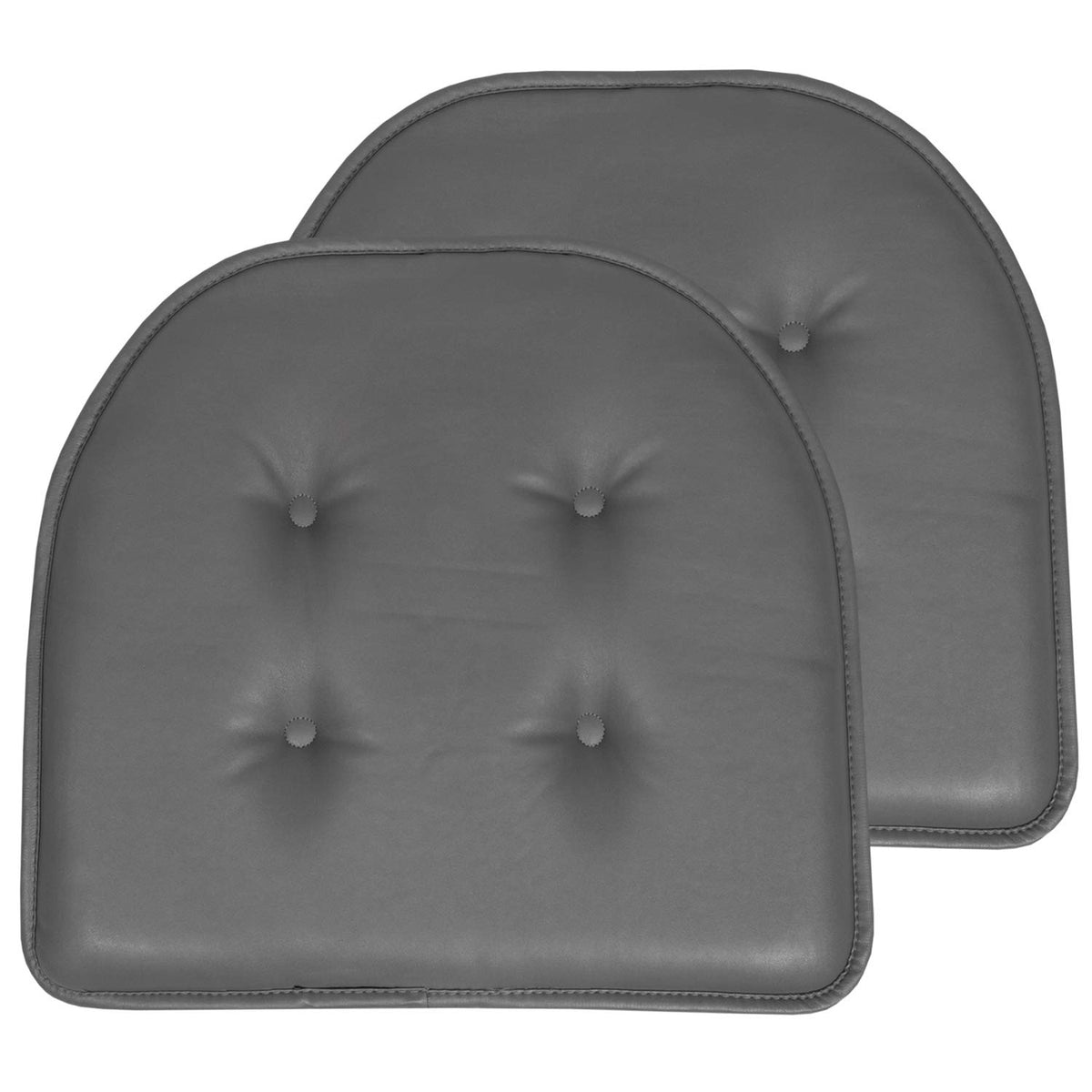 Sweet Home Collection Chair Cushion Memory Foam Pads Tufted Slip Non Skid Rubber Back U-Shaped 17" x 16" Seat Cover, 4 Count (Pack of 1), Army Green