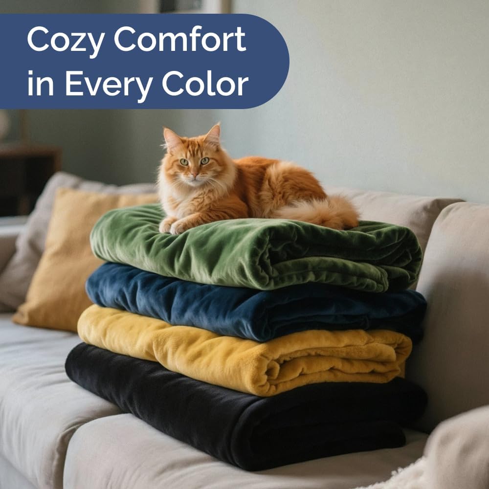 Fleece Blanket Throw Size - Ultra-Soft Warm Flannel Fleece Blanket - Cream
