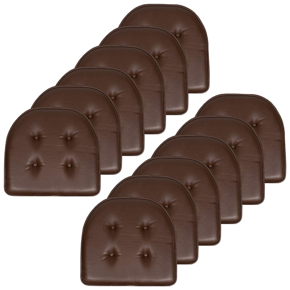 Sweet Home Collection Chair Cushion Memory Foam Pads Tufted Slip Non Skid Rubber Back U-Shaped 17" x 16" Seat Cover, 4 Count (Pack of 1), Army Green