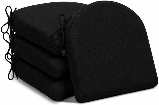 2.5" Memory Foam Dining Chair Cushions 17'' x 16'' Set of 4, Black