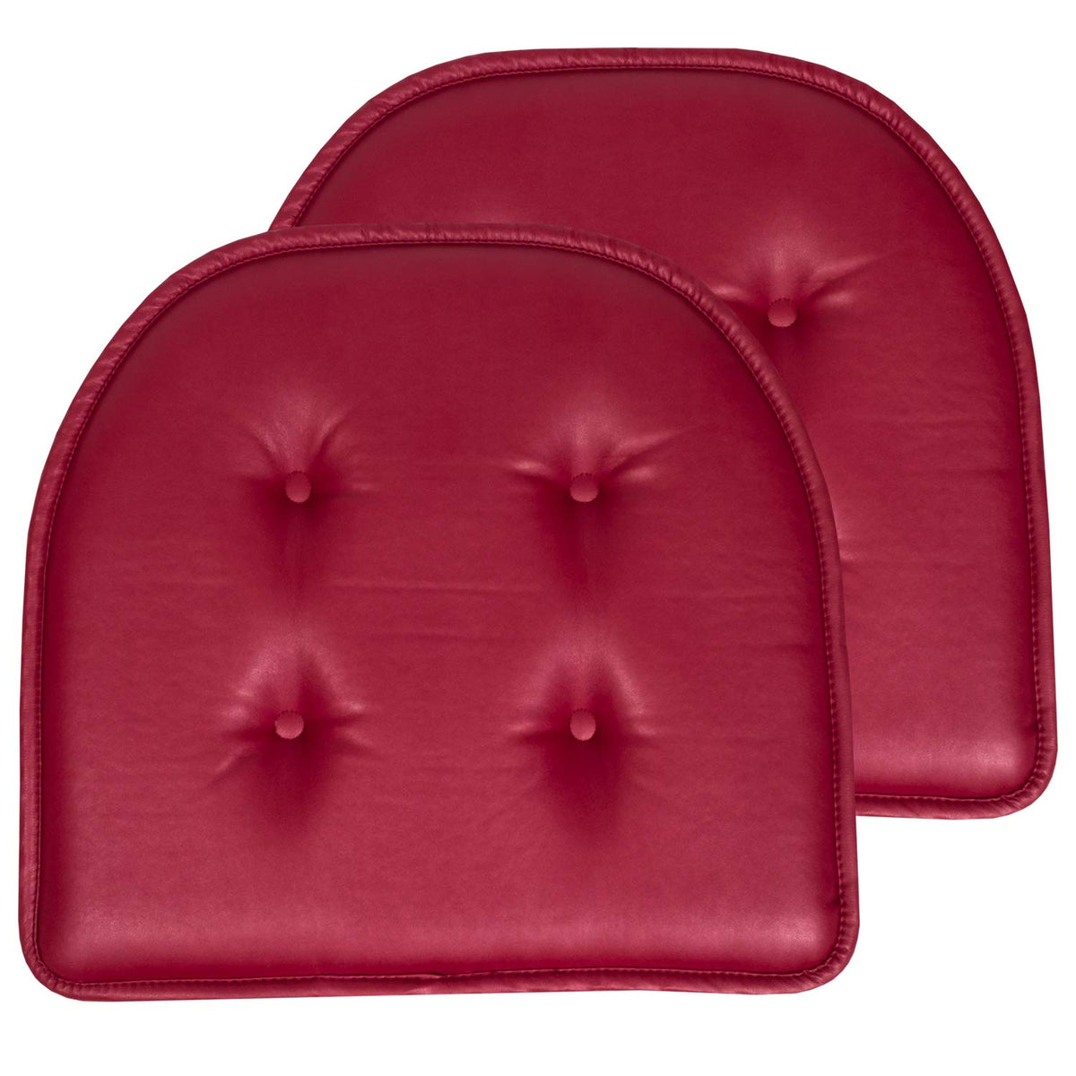 Sweet Home Collection Chair Cushion Memory Foam Pads Tufted Slip Non Skid Rubber Back U-Shaped 17" x 16" Seat Cover, 4 Count (Pack of 1), Army Green