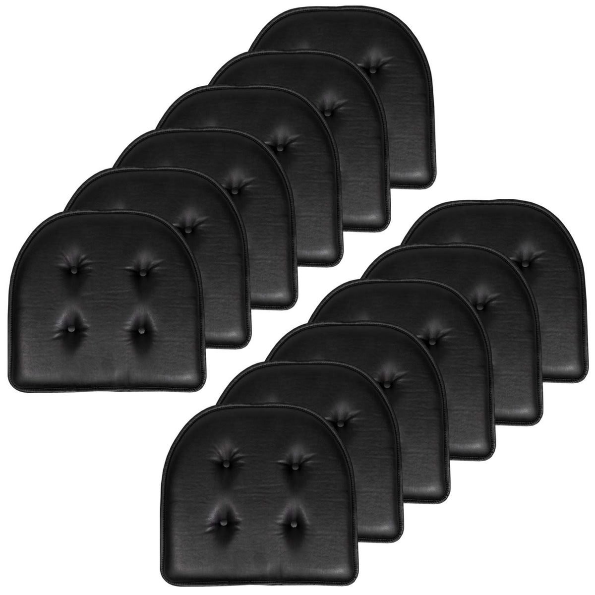 Sweet Home Collection Chair Cushion Memory Foam Pads Tufted Slip Non Skid Rubber Back U-Shaped 17" x 16" Seat Cover, 4 Count (Pack of 1), Army Green