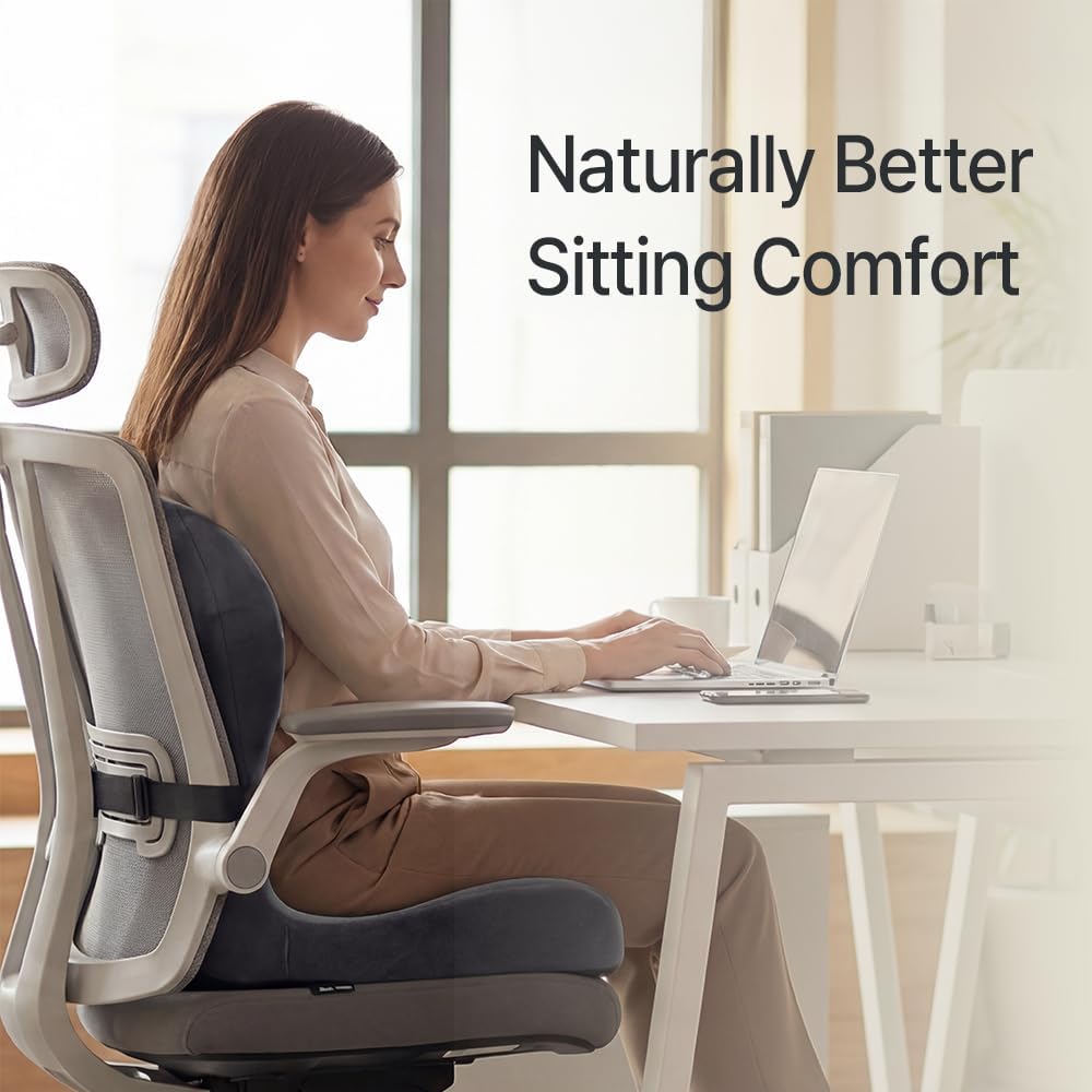 Navizam Lumbar Support Pillow for Office Chair with Memory Foam Cushion