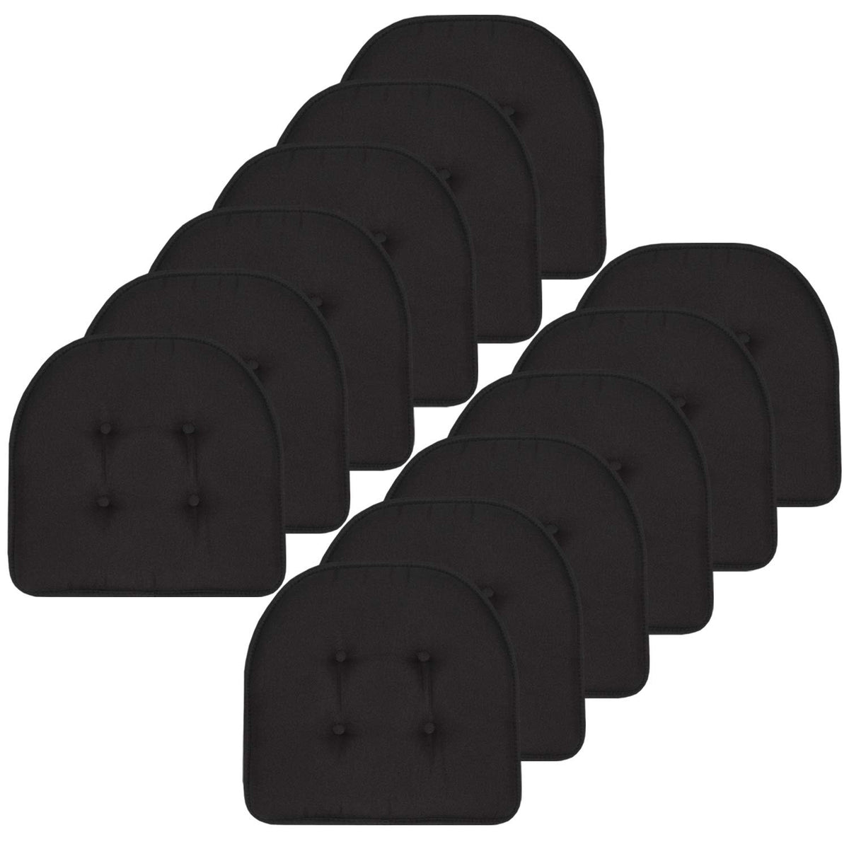Sweet Home Collection Chair Cushion Memory Foam Pads Tufted Slip Non Skid Rubber Back U-Shaped 17" x 16" Seat Cover, 4 Count (Pack of 1), Army Green