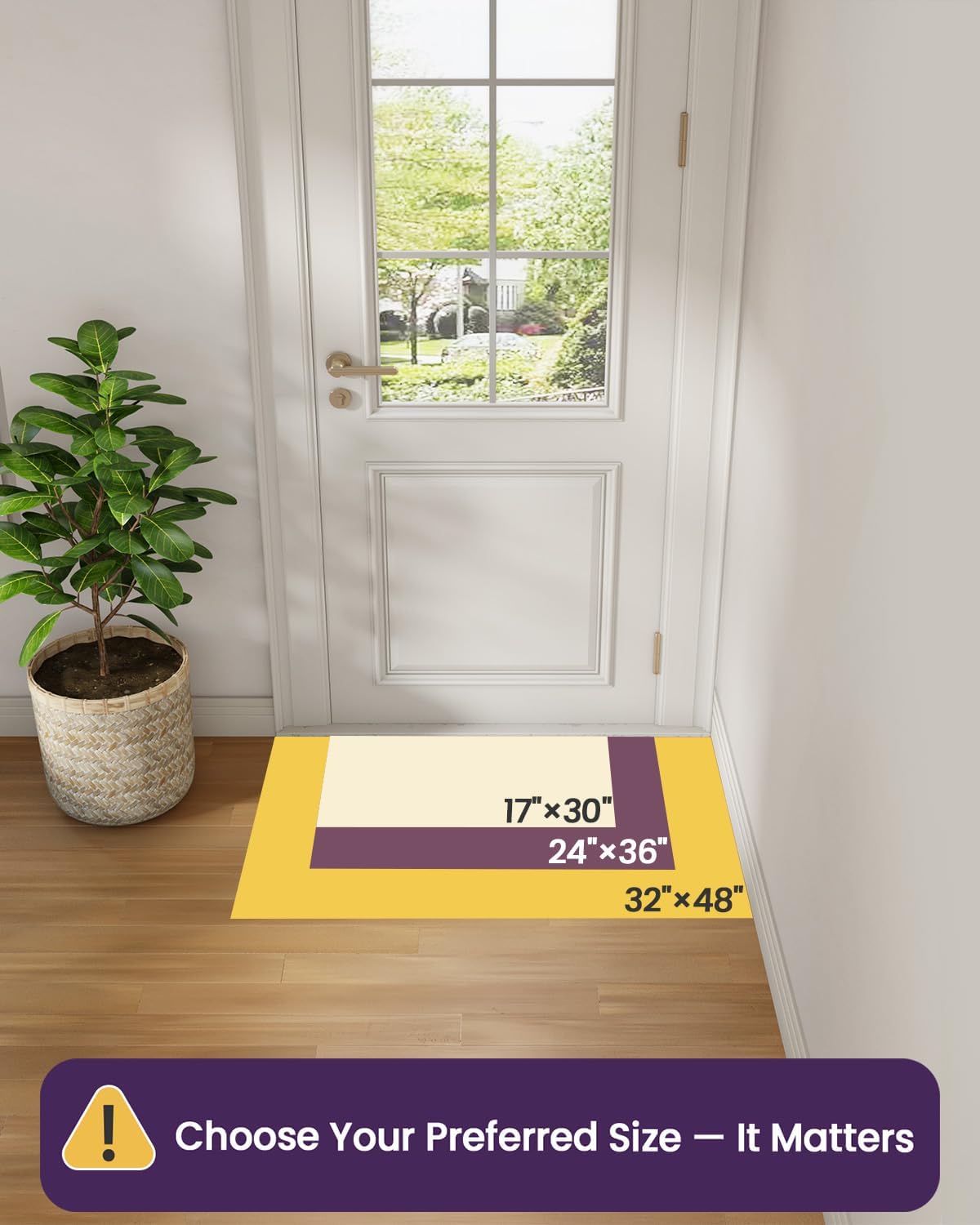 DEXI Thin Door Mat Indoor Entrance 24x36, Non Slip Entryway Mat, Dark Beige