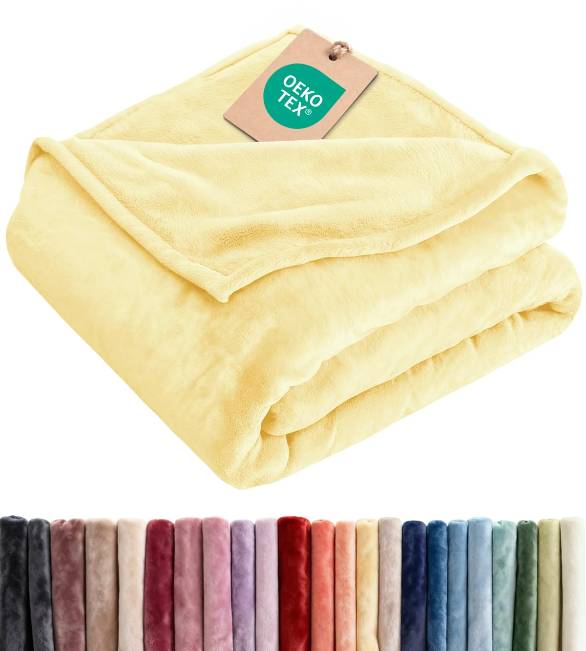 Fleece Blanket Throw Size - Ultra-Soft Warm Flannel Fleece Blanket - Cream