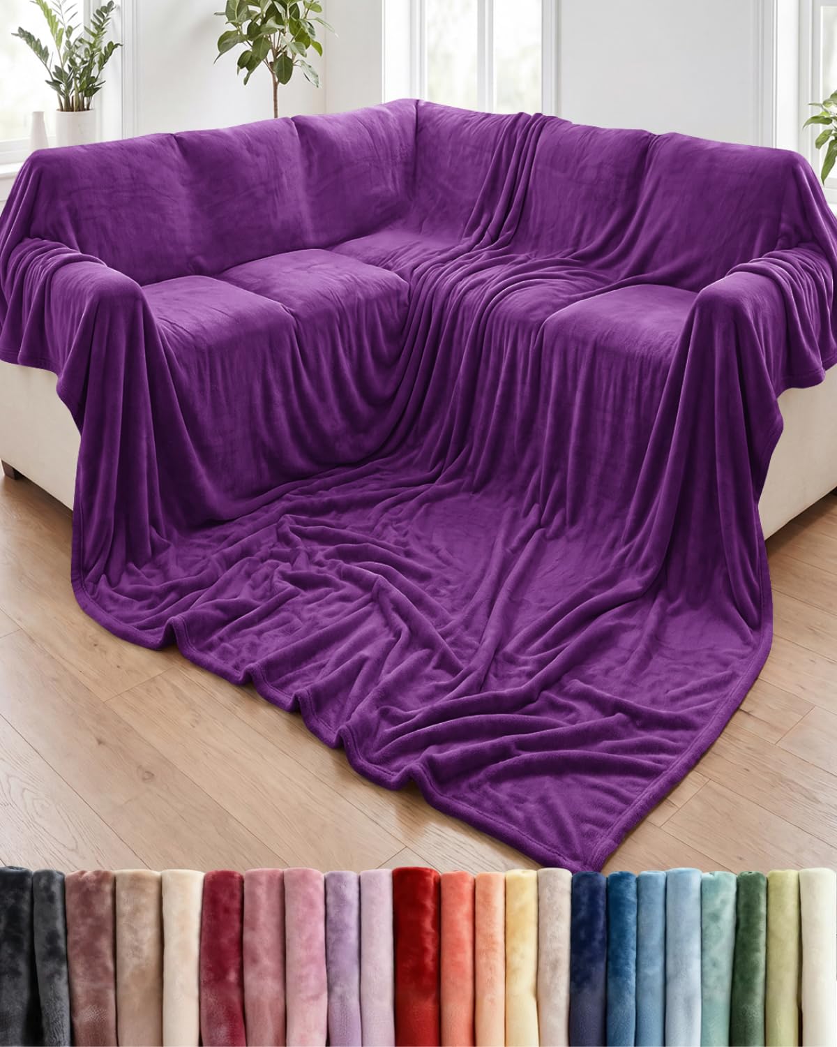 Fleece Blanket Throw Size - Ultra-Soft Warm Flannel Fleece Blanket - Cream