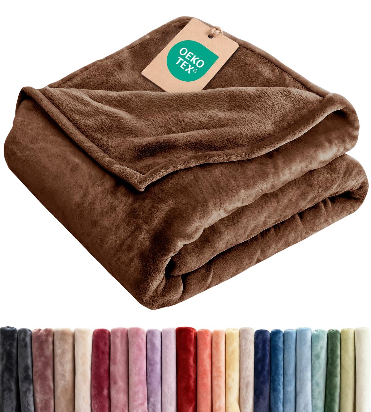 Fleece Blanket Throw Size - Ultra-Soft Warm Flannel Fleece Blanket - Cream