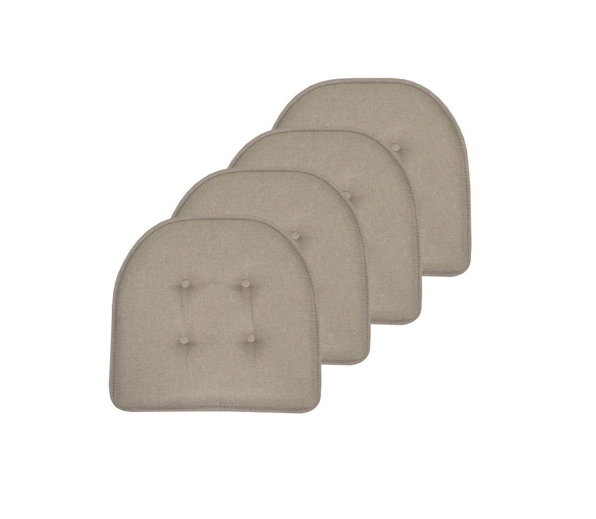 Sweet Home Collection Chair Cushion Memory Foam Pads Tufted Slip Non Skid Rubber Back U-Shaped 17" x 16" Seat Cover, 4 Count (Pack of 1), Army Green