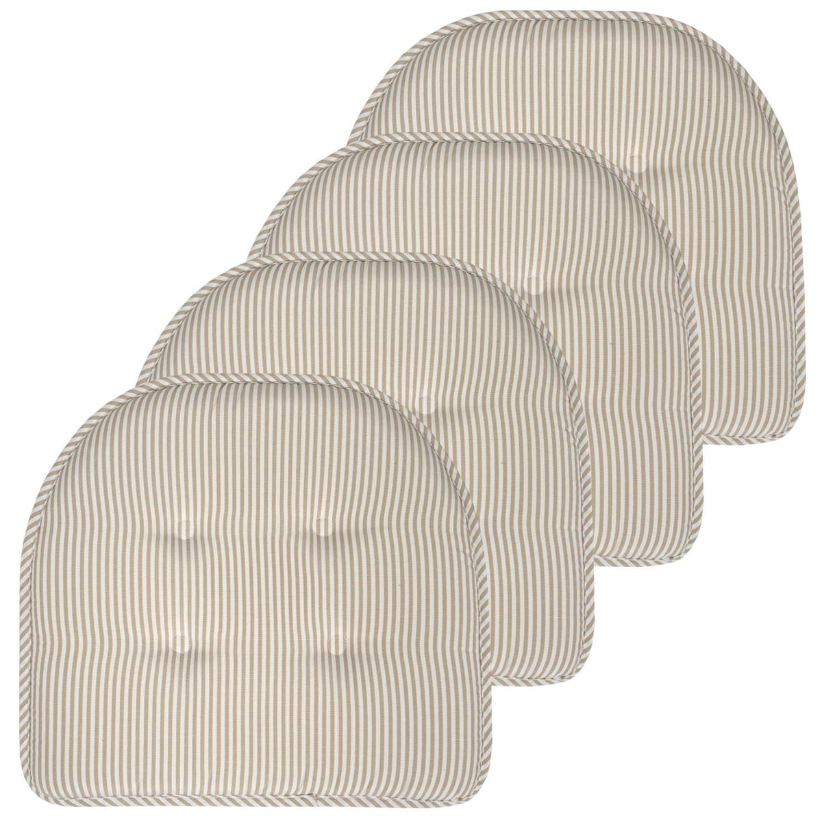 Sweet Home Collection Chair Cushion Memory Foam Pads Tufted Slip Non Skid Rubber Back U-Shaped 17" x 16" Seat Cover, 4 Count (Pack of 1), Army Green