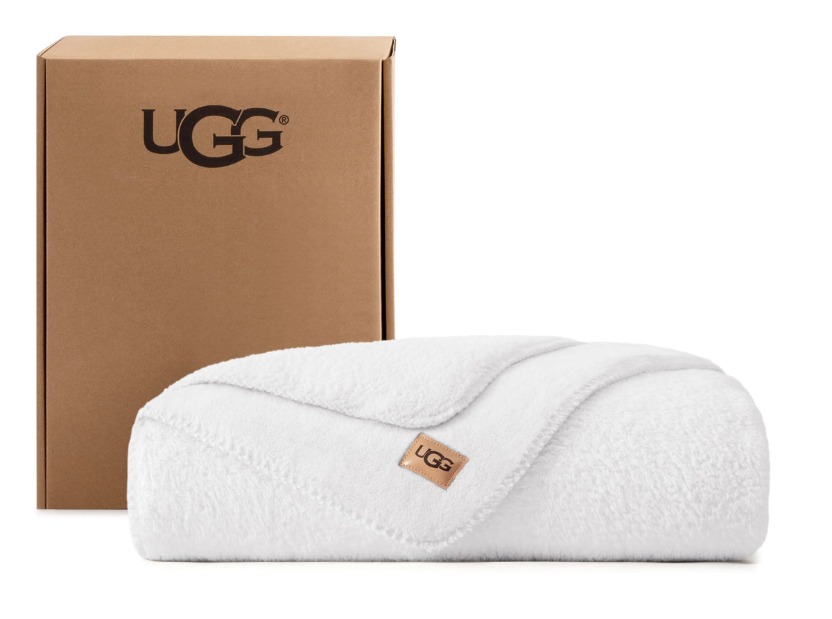 UGG Whitecap Throw Blanket, Soft Fleece Blanket, 50" x 70", Seal Grey
