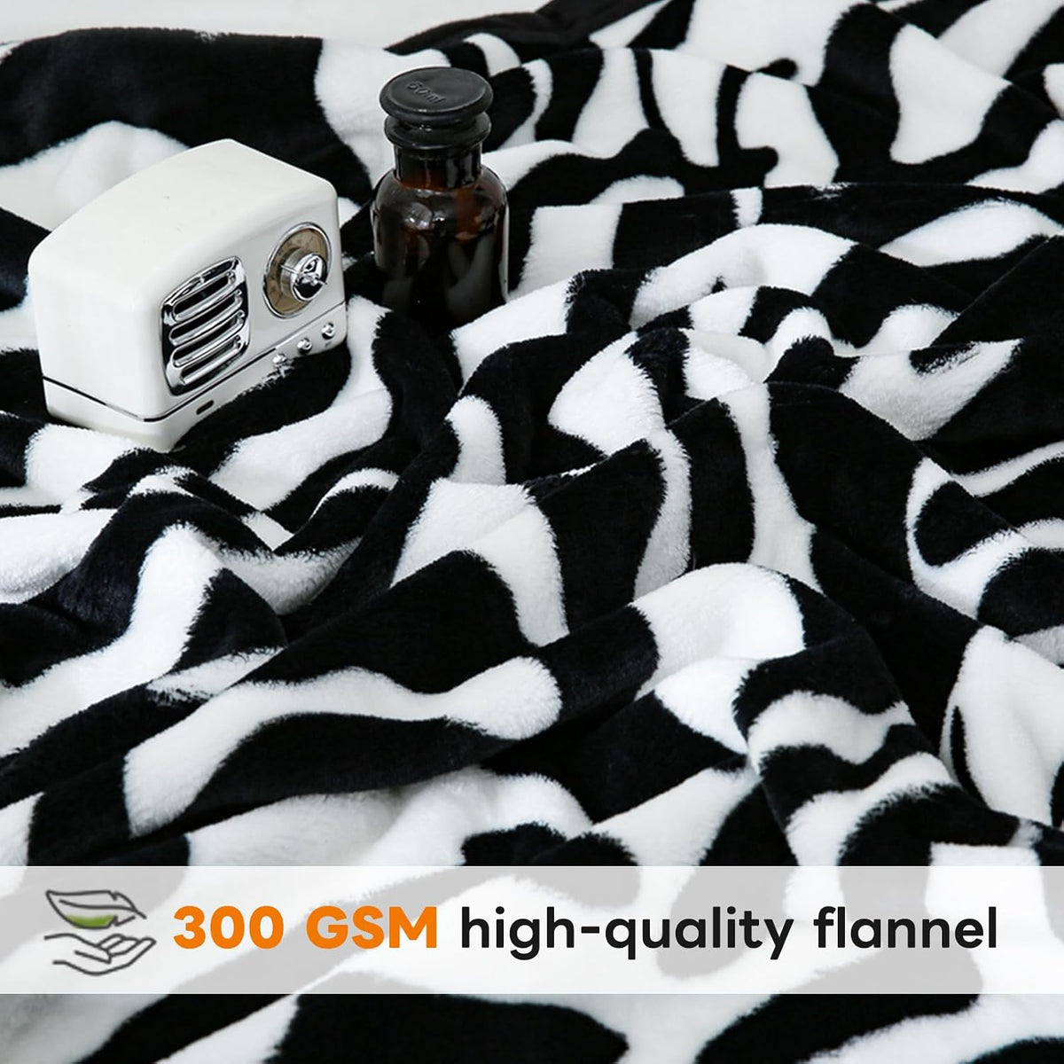 PU MEI Fuzzy Fleece Fall Throw Blanket for Sofa, Couch, Bed, Black and White Zebra Animal Print Blanket - Lightweight Double Sided Cozy Super Soft Blankets, Home Decor Gift, 50 x 60 Inches