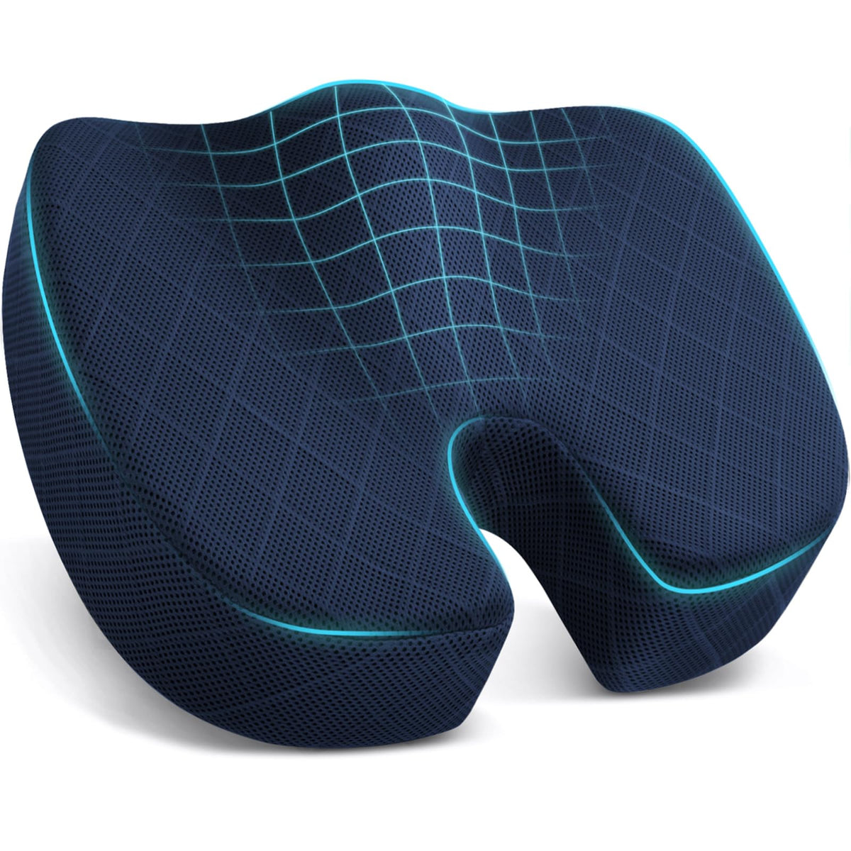 TushGuard Seat Cushion, Memory Foam Office Chair Cushion - Grey, Large