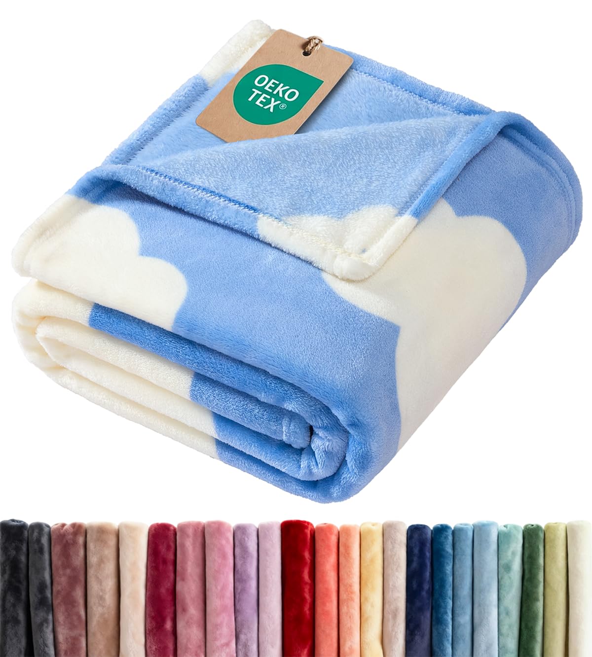Fleece Blanket Throw Size - Ultra-Soft Warm Flannel Fleece Blanket - Cream