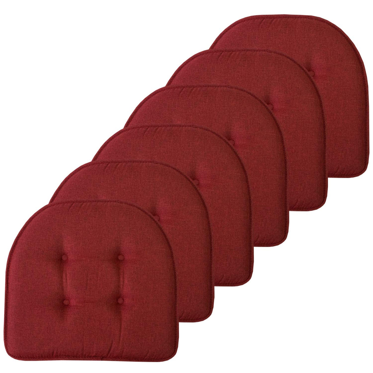 Sweet Home Collection Chair Cushion Memory Foam Pads Tufted Slip Non Skid Rubber Back U-Shaped 17" x 16" Seat Cover, 4 Count (Pack of 1), Army Green