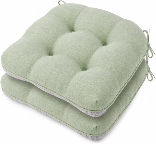 Battilo Dining Chair Cushions Set of 2, 15.5"x15.5"x4", Sage Green