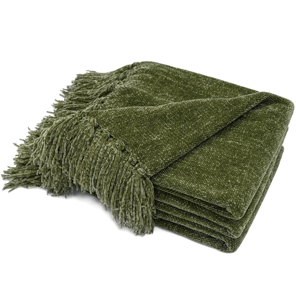 RECYCO Throw Blanket Soft Cozy Chenille Throw Blanket with Fringe Tassel for Couch Sofa Chair Bed Living Room Gift (Rust, 50" x 60")