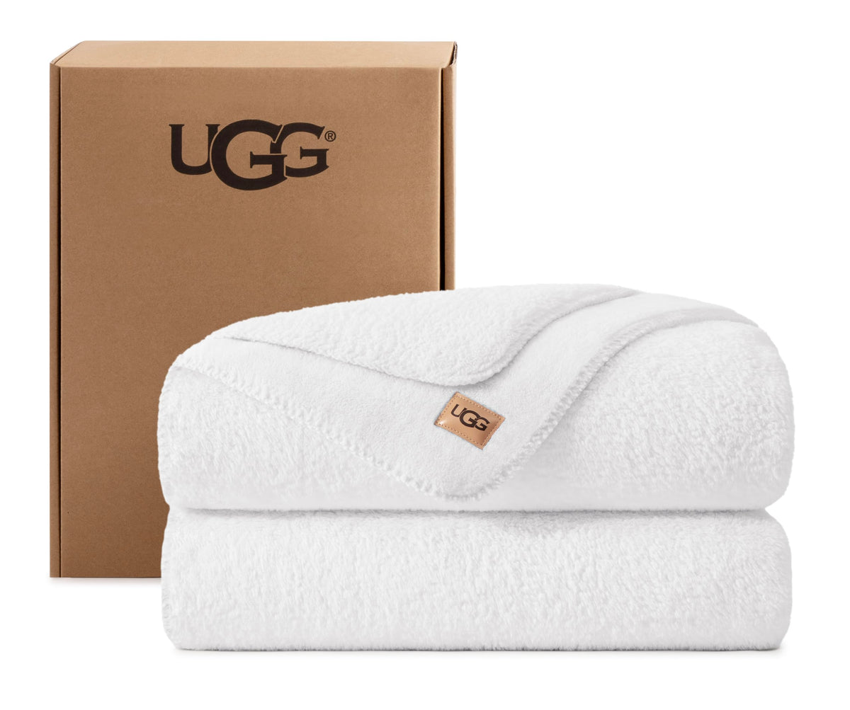 UGG Whitecap Throw Blanket, Soft Fleece Blanket, 50" x 70", Seal Grey