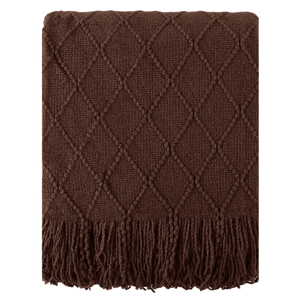 BATTILO HOME Khaki Throw Blanket for Couch, Boho Bed Tan Throws, Spring Decorative Taupe Throw for Sofa Foot of Bed, 50"x60"