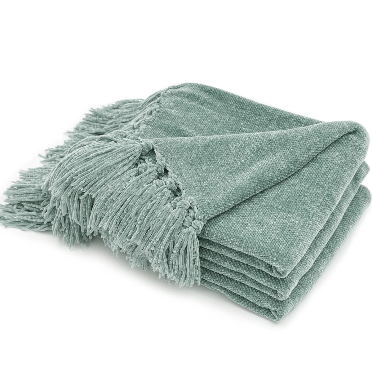 RECYCO Throw Blanket Soft Cozy Chenille Throw Blanket with Fringe Tassel for Couch Sofa Chair Bed Living Room Gift (Rust, 50" x 60")