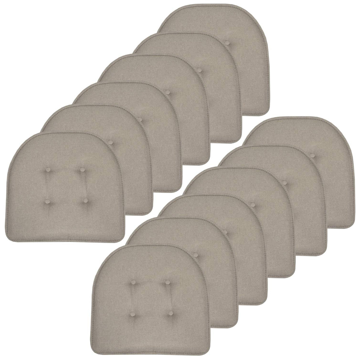 Sweet Home Collection Chair Cushion Memory Foam Pads Tufted Slip Non Skid Rubber Back U-Shaped 17" x 16" Seat Cover, 4 Count (Pack of 1), Army Green