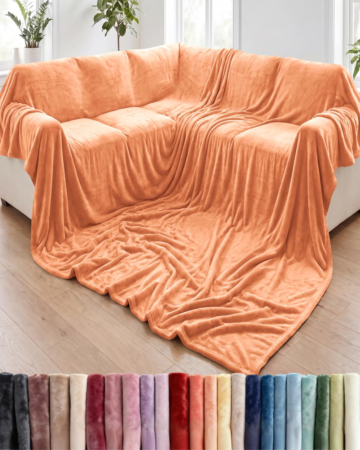 Fleece Blanket Throw Size - Ultra-Soft Warm Flannel Fleece Blanket - Cream