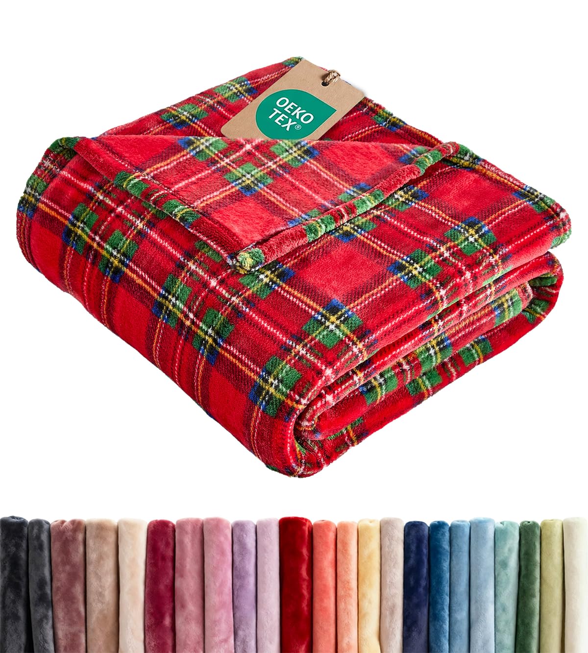 Fleece Blanket Throw Size - Ultra-Soft Warm Flannel Fleece Blanket - Cream