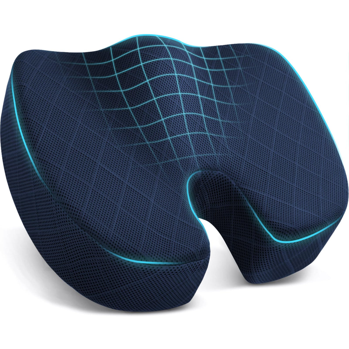 TushGuard Seat Cushion, Memory Foam Office Chair Cushion - Grey, Large