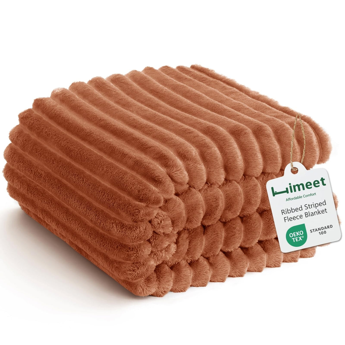 HIMEET Black Throw Blanket for Couch, 300GSM Ribbed Fleece, 50 x 60 Inches