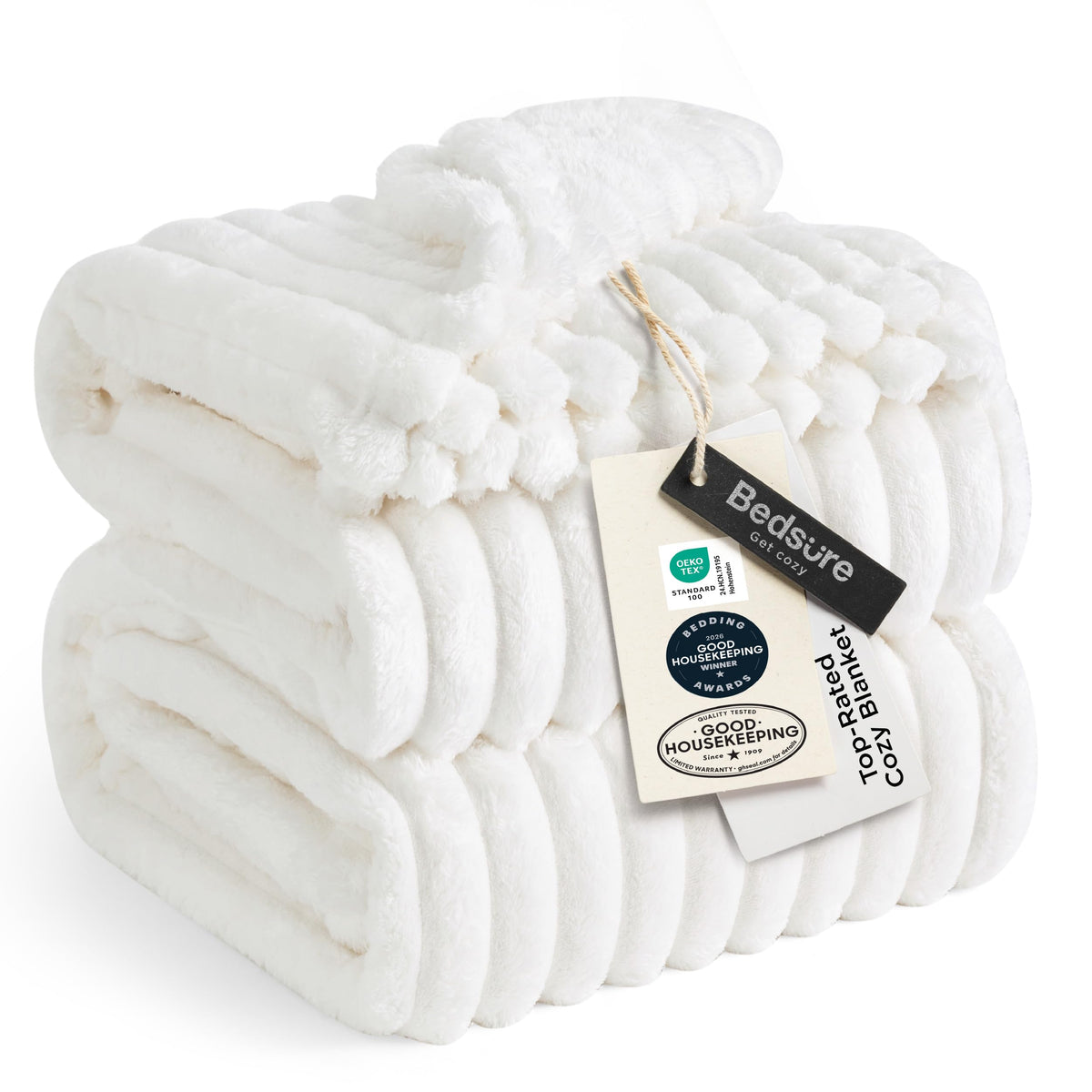 Bedsure GentleSoft White Throw Blanket for Couch - Halloween Decorations for Fall Home Living Room Decor, Cozy Fleece Blanket, Christmas Birthday Gifts for Women Mom Her Girls, Off White, 50x60 in