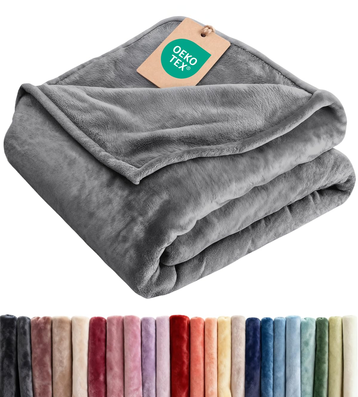 Fleece Blanket Throw Size - Ultra-Soft Warm Flannel Fleece Blanket - Cream