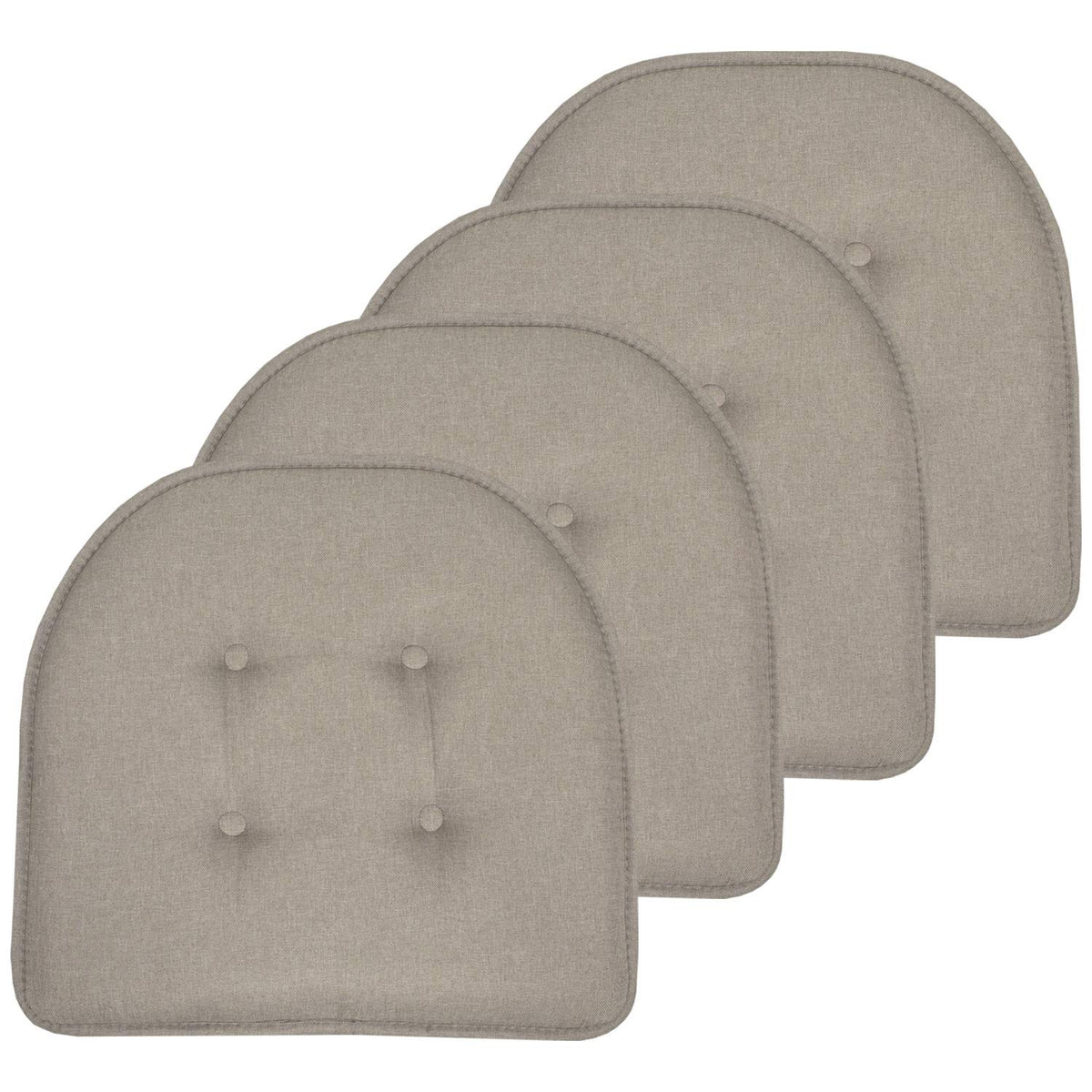 Sweet Home Collection Chair Cushion Memory Foam Pads Tufted Slip Non Skid Rubber Back U-Shaped 17" x 16" Seat Cover, 4 Count (Pack of 1), Army Green