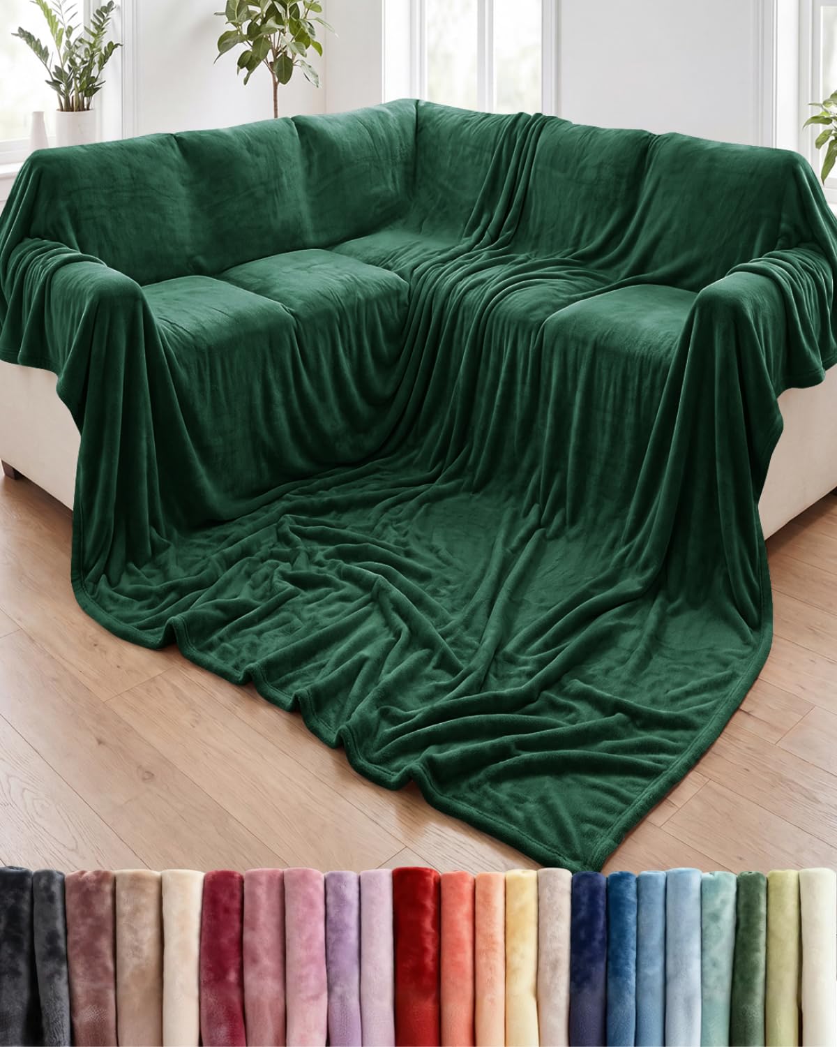 Fleece Blanket Throw Size - Ultra-Soft Warm Flannel Fleece Blanket - Cream