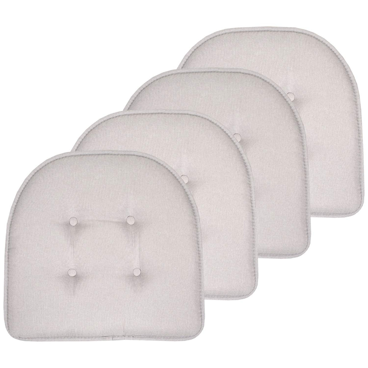 Sweet Home Collection Chair Cushion Memory Foam Pads Tufted Slip Non Skid Rubber Back U-Shaped 17" x 16" Seat Cover, 4 Count (Pack of 1), Army Green