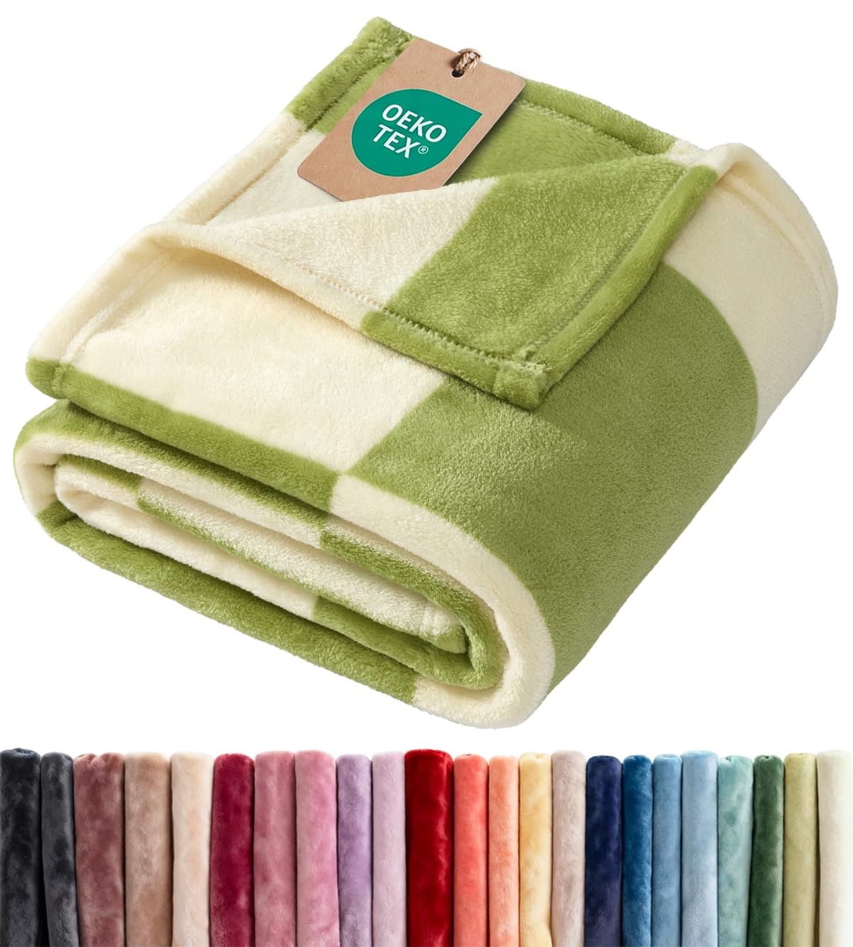 Fleece Blanket Throw Size - Ultra-Soft Warm Flannel Fleece Blanket - Cream