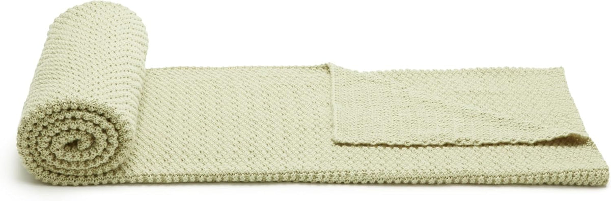 Amazon Basics Chunky Cable Knit Throw Blanket for Couch, Sofa, Bed, Lightweight Soft Cozy, 50" x 60", Sage Green