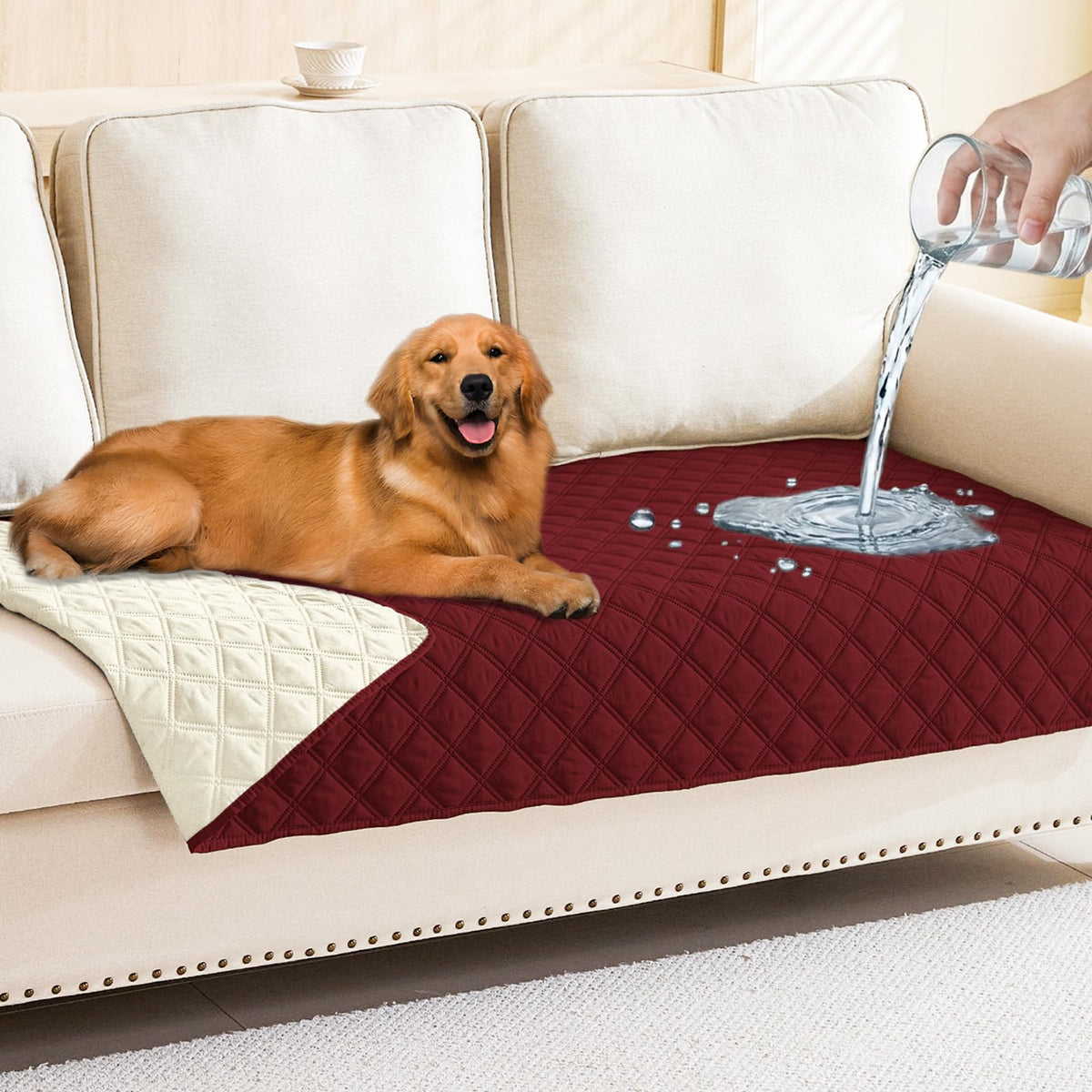 Smiry Waterproof Reversible Pet Couch Covers for Dogs