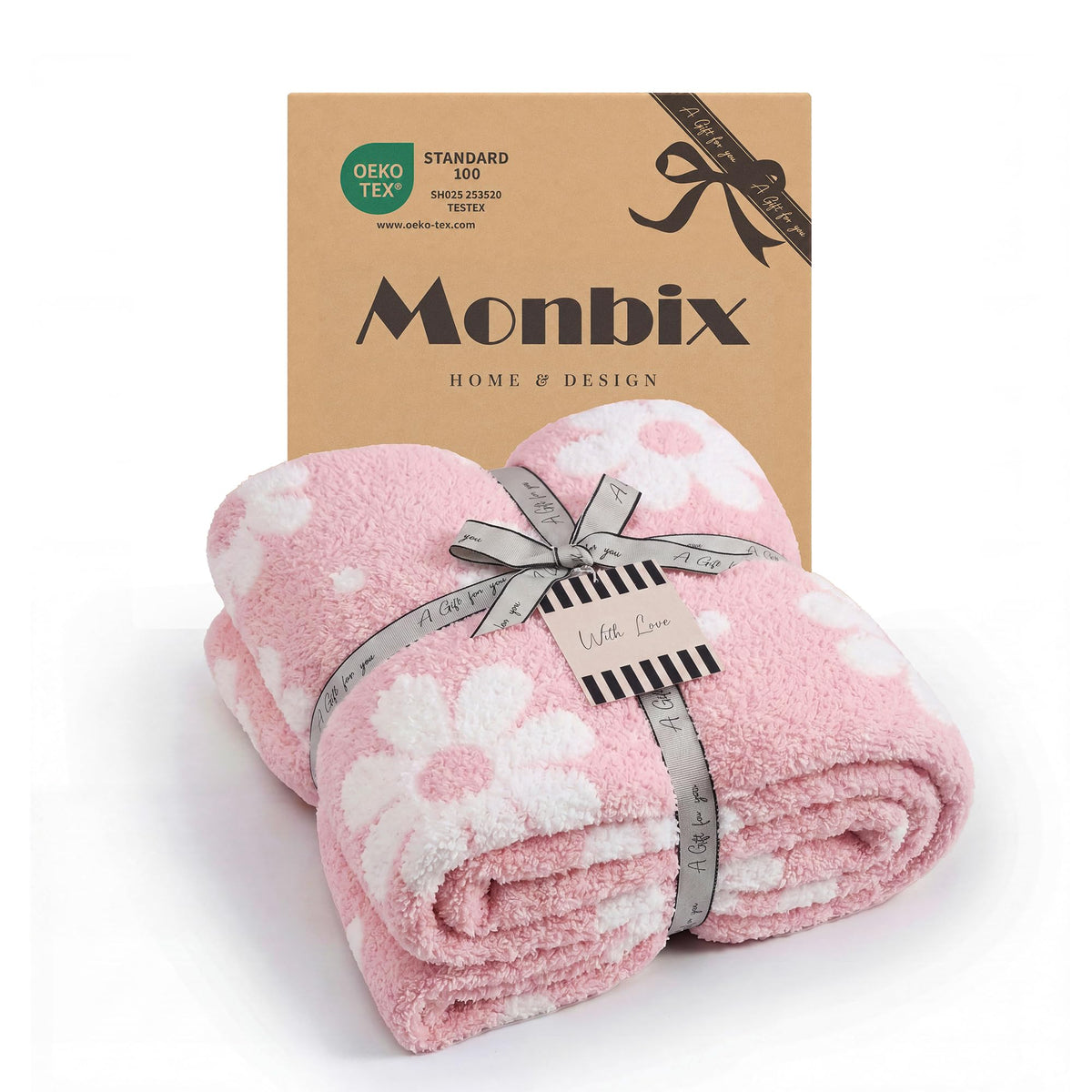 Monbix Throw Blanket for Couch-Room Decor Fuzzy Fleece Flannel Bed Blankets