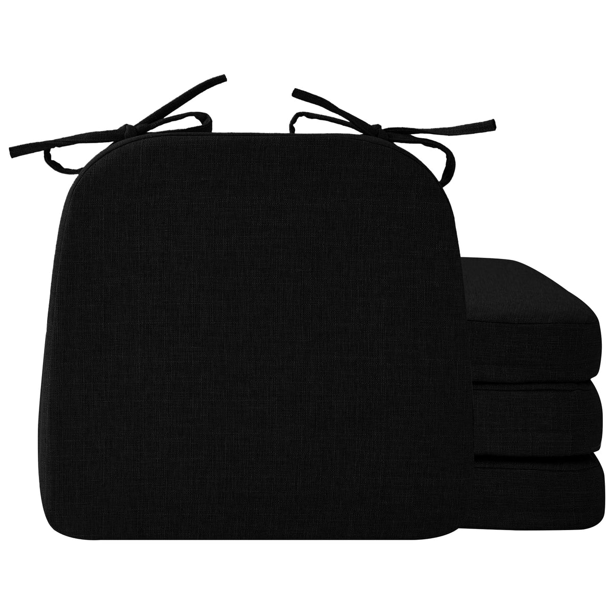 Ruqmuis Chair Cushions for Dining Chairs, 2" Thick Seat Cushions for Kitchen Chairs, D-Shaped Chair Pads with Washable Cover, Ties and Non Slip Backing, 17'' x 16'', Set of 4, Beige