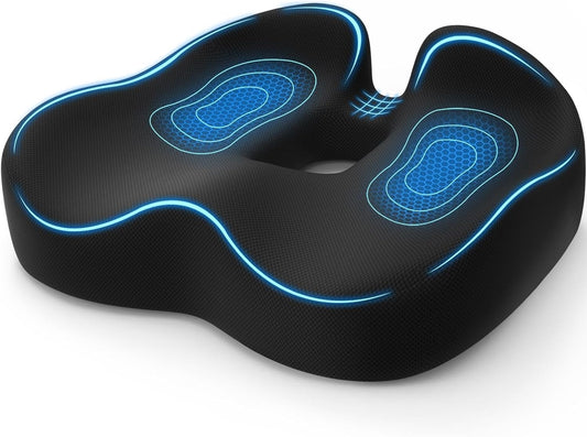 TushGuard 4-Zone Ergonomic Seat Cushion with Coccyx Cutout, Black