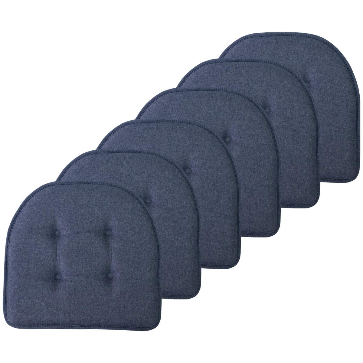 Sweet Home Collection Chair Cushion Memory Foam Pads Tufted Slip Non Skid Rubber Back U-Shaped 17" x 16" Seat Cover, 4 Count (Pack of 1), Army Green