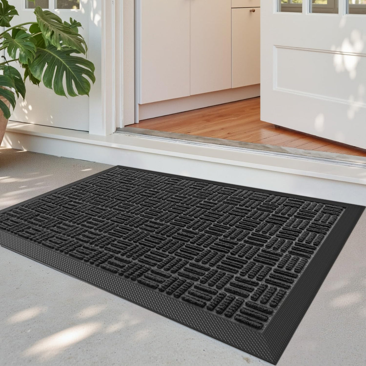 DEXI Front Door Mat Outside Entrance 48x72 Rubber Entry Doormat Brown