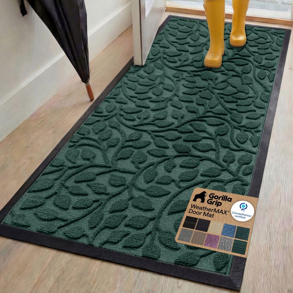 GORILLA GRIP WeatherMAX Door Mat, Indoor and Outdoor Use, Gray Diamond