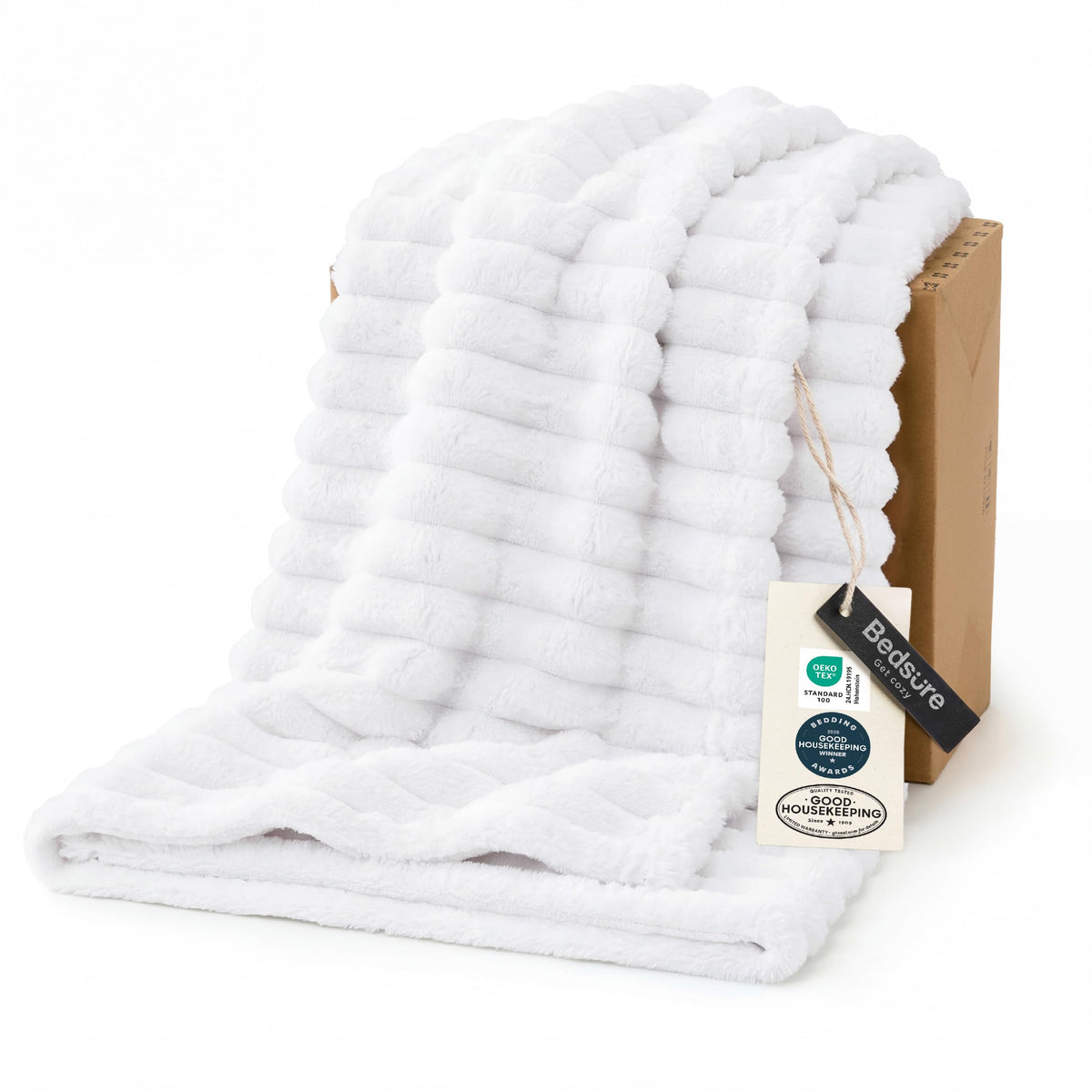 Bedsure GentleSoft White Throw Blanket for Couch - Halloween Decorations for Fall Home Living Room Decor, Cozy Fleece Blanket, Christmas Birthday Gifts for Women Mom Her Girls, Off White, 50x60 in