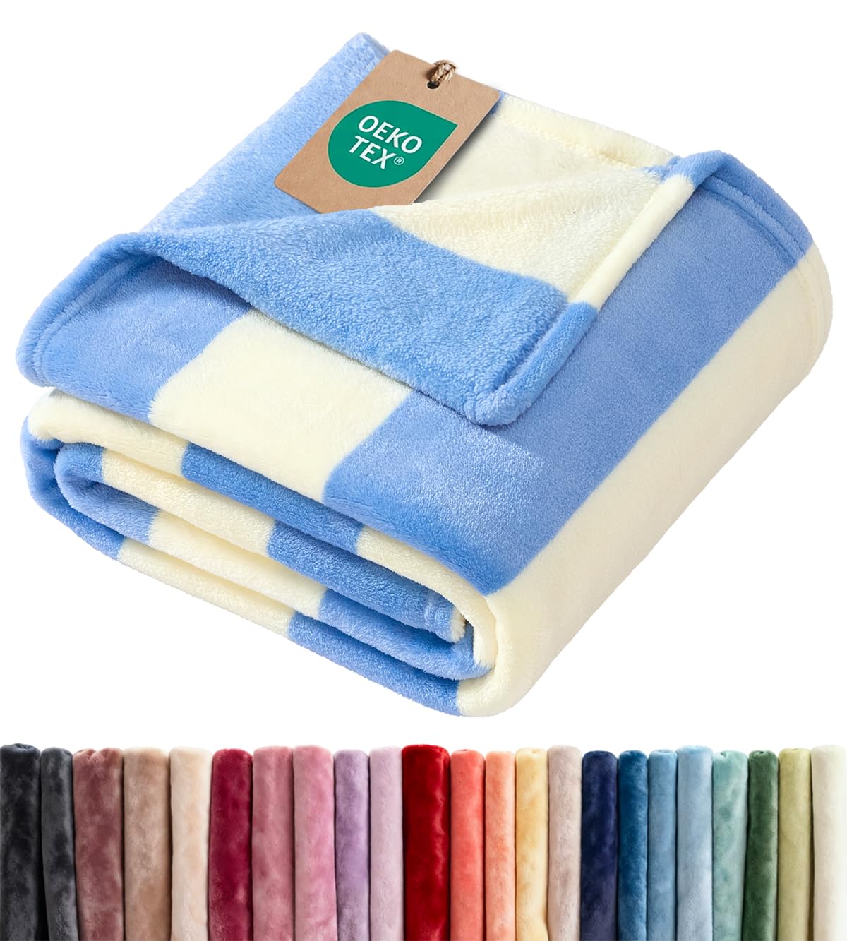 Fleece Blanket Throw Size - Ultra-Soft Warm Flannel Fleece Blanket - Cream