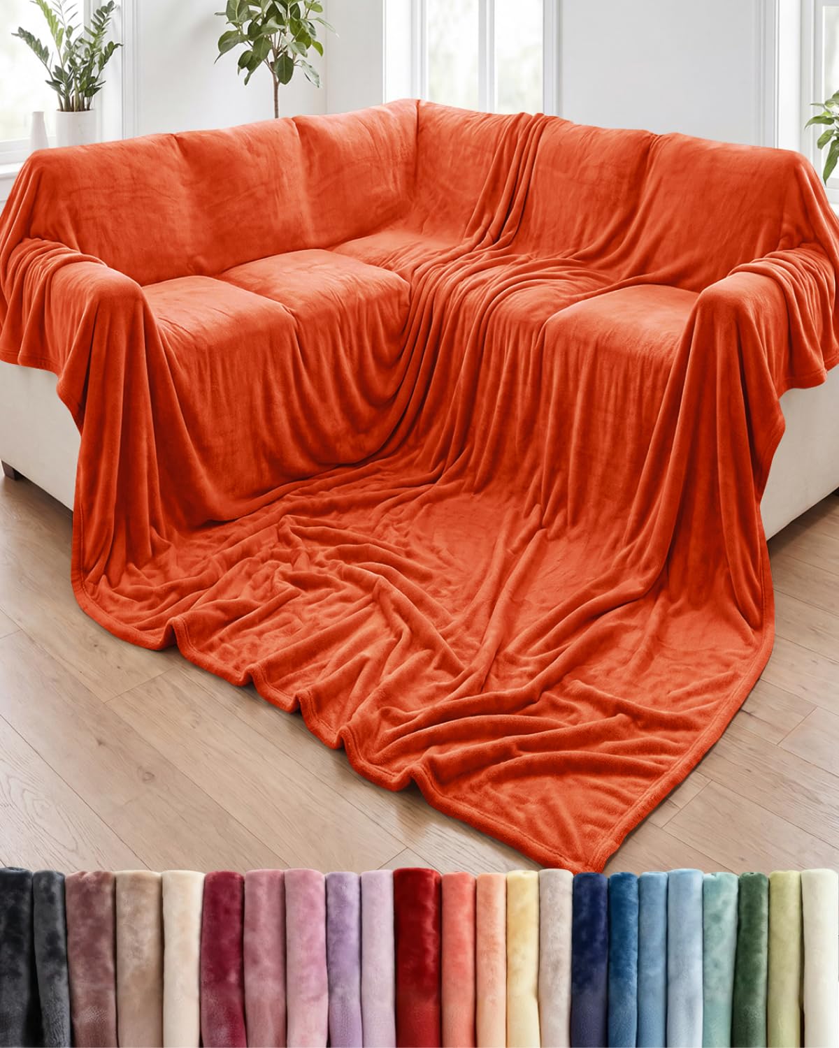 Fleece Blanket Throw Size - Ultra-Soft Warm Flannel Fleece Blanket - Cream
