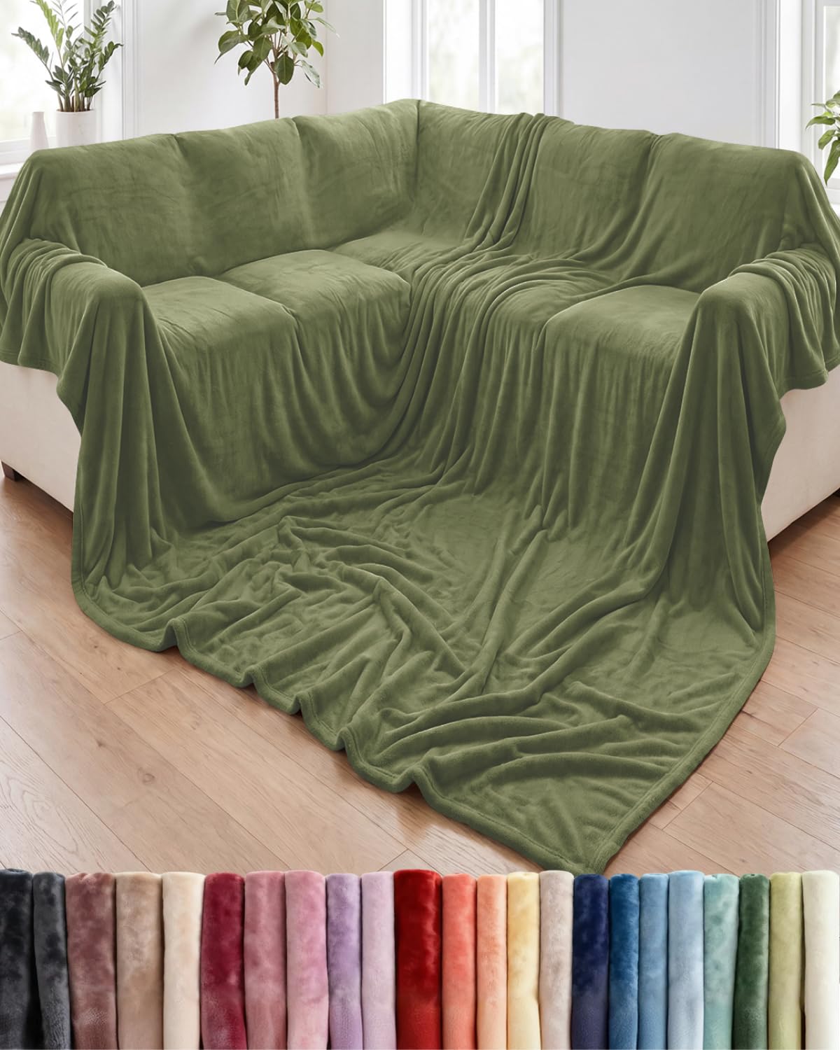 Fleece Blanket Throw Size - Ultra-Soft Warm Flannel Fleece Blanket - Cream